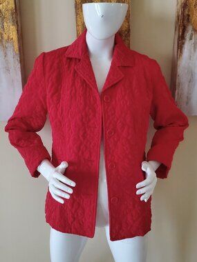 Mountain Lake Women's Cherry Red Quilted Lined Button-Down Jacket SZ S Petite
